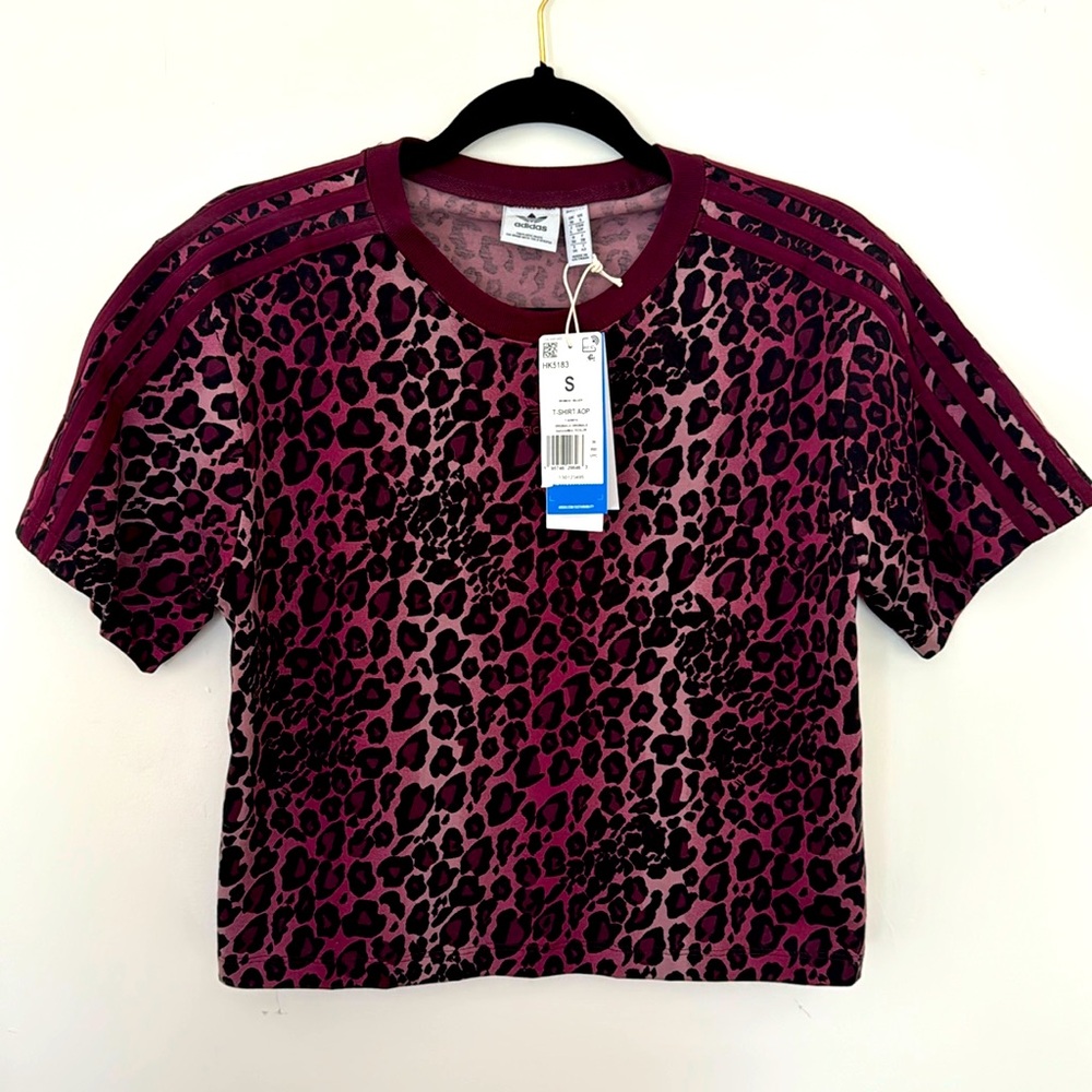NWT Adidas Leopard Print Crop Top sz S